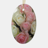 Mooie roze witte rozen bloem Bouquet Keramisch Ornament (Links)