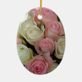 Mooie roze witte rozen bloem Bouquet Keramisch Ornament (Voorkant)