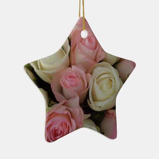 Mooie roze witte rozen bloem Bouquet Keramisch Ornament (Rechts)