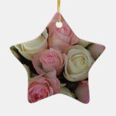 Mooie roze witte rozen bloem Bouquet Keramisch Ornament (Achterkant)