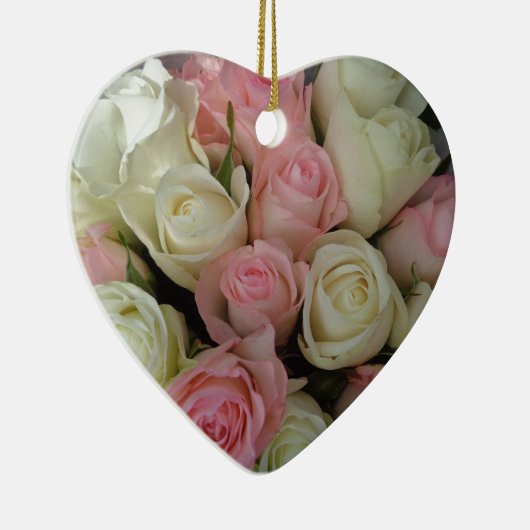 Mooie roze witte rozen bloem Bouquet Keramisch Ornament (Rechts)