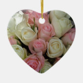 Mooie roze witte rozen bloem Bouquet Keramisch Ornament (Voorkant)