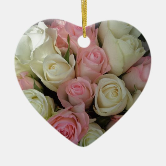 Mooie roze witte rozen bloem Bouquet Keramisch Ornament (Voorkant)