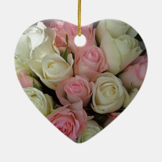 Mooie roze witte rozen bloem Bouquet Keramisch Ornament (Achterkant)