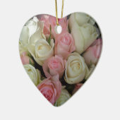 Mooie roze witte rozen bloem Bouquet Keramisch Ornament (Links)