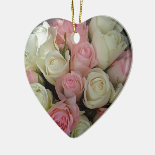 Mooie roze witte rozen bloem Bouquet Keramisch Ornament (Links)