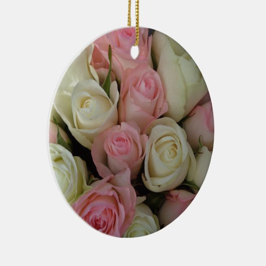 Mooie roze witte rozen bloem Bouquet Keramisch Ornament (Rechts)