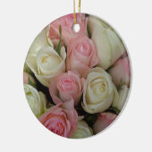 Mooie roze witte rozen bloem Bouquet Keramisch Ornament (Links)