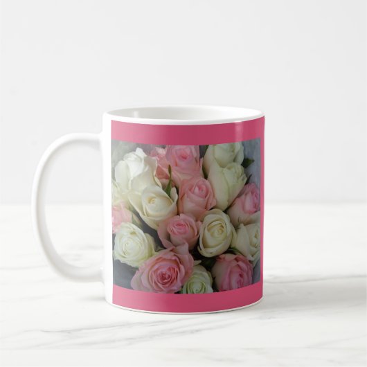 Mooie roze witte rozen bloem Bouquet Koffiemok (Links)