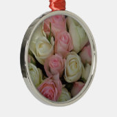 Mooie roze witte rozen bloem Bouquet Metalen Ornament (Rechts)
