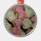 Mooie roze witte rozen bloem Bouquet Metalen Ornament (Voorkant)