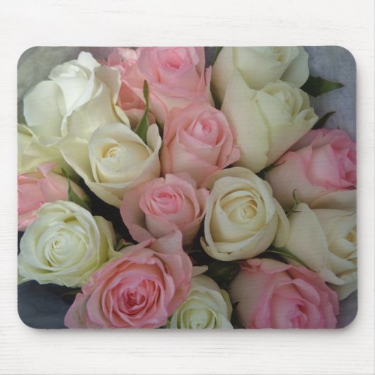 Mooie roze witte rozen bloem Bouquet Muismat (Voorkant)