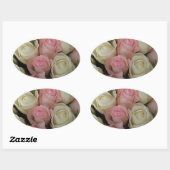 Mooie roze witte rozen bloem Bouquet Ovale Sticker (Vel)