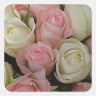 Mooie roze witte rozen bloem Bouquet Vierkante Sticker
