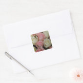 Mooie roze witte rozen bloem Bouquet Vierkante Sticker (Envelop)