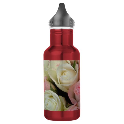 Mooie roze witte rozen bloem Bouquet Waterfles (Links)