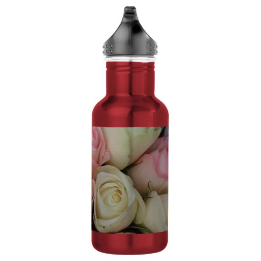 Mooie roze witte rozen bloem Bouquet Waterfles (Rechts)