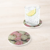 Mooie roze witte rozen bloem Bouquet Zandsteen Onderzetter (Zijkant)