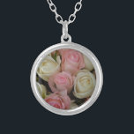 Mooie roze witte rozen bloem Bouquet Zilver Vergulden Ketting<br><div class="desc"></div>