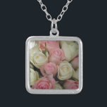 Mooie roze witte rozen bloem Bouquet Zilver Vergulden Ketting<br><div class="desc"></div>