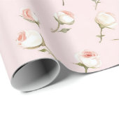 Mooie Roze Witte Rozen Bloemige Bruidsdouche Cadeaupapier (Rol Hoek)