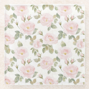 Mooie Roze Witte Rozen Bloemrijke Bruidsdouche Glazen Onderzetter