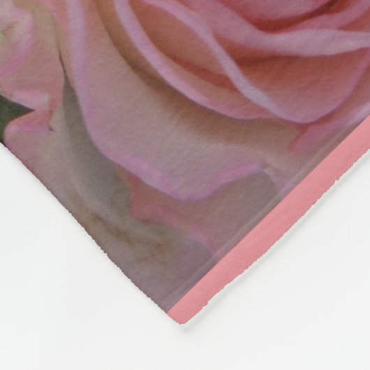 Mooie roze witte rozen, liefdesbank fleece deken (Hoek)