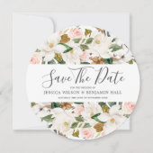 Mooie Roze & Witte Waterverf Bloemen Bruiloft Save The Date (Voorkant)
