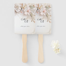 Mooie Roze Witte Waterverf Bloemen Handwaaier