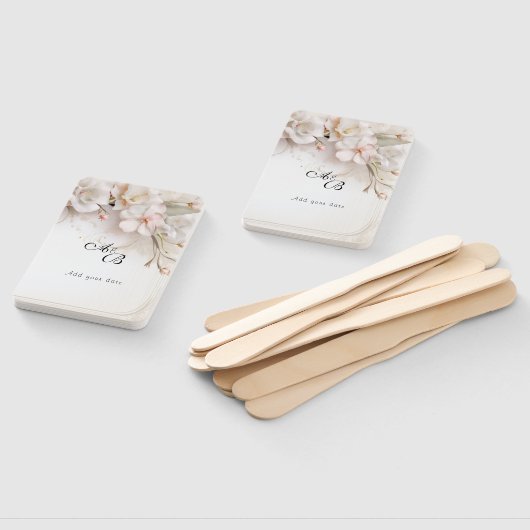 Mooie Roze Witte Waterverf Bloemen Handwaaier (Niet-gemonteerd)