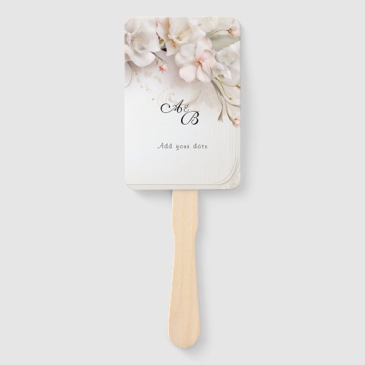 Mooie Roze Witte Waterverf Bloemen Handwaaier (Voorkant)