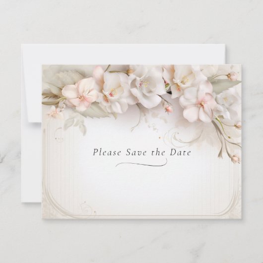 Mooie Roze Witte Waterverf Bloemen Save The Date (Voorkant)