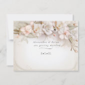 Mooie Roze Witte Waterverf Bloemen Save The Date (Achterkant)