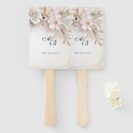 Mooie roze witte Waterverf Flowers Handwaaier (Voorkant en achterkant)