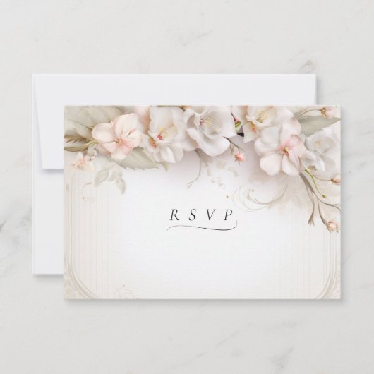 Mooie Roze Witte Waterverf Flowers RSVP (Voorkant)
