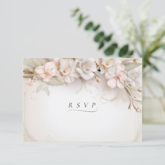 Mooie Roze Witte Waterverf Flowers RSVP (Staand voorkant)