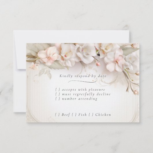 Mooie Roze Witte Waterverf Flowers RSVP (Achterkant)