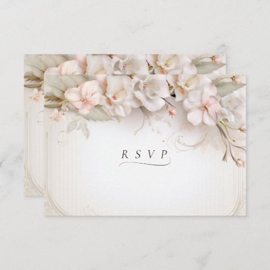 Mooie Roze Witte Waterverf Flowers RSVP (Voorkant / Achterkant)