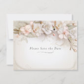 Mooie roze witte Waterverf Flowers Save The Date (Voorkant)