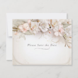 Mooie roze witte Waterverf Flowers Save The Date