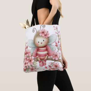 MOOIE ROZE & WITTE ZOMERHOMMEL EN BLOEMEN TOTE BAG