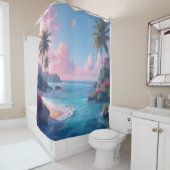 Mooie roze wolken boven de Golf van Amerika Douchegordijn (In situ)