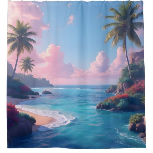 Mooie roze wolken boven de Golf van Amerika Douchegordijn (Voorkant)