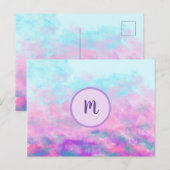 Mooie Roze Wolken Monogram Briefkaart (Voorkant / Achterkant)