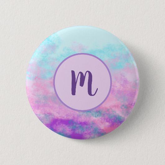 Mooie Roze Wolken Monogram Ronde Button 5,7 Cm (Voorkant)