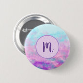Mooie Roze Wolken Monogram Ronde Button 5,7 Cm (Voorkant /achterkant)