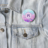 Mooie Roze Wolken Monogram Ronde Button 5,7 Cm (In situ)