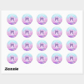Mooie Roze Wolken Monogram Ronde Sticker (Vel)