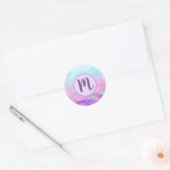 Mooie Roze Wolken Monogram Ronde Sticker (Envelop)