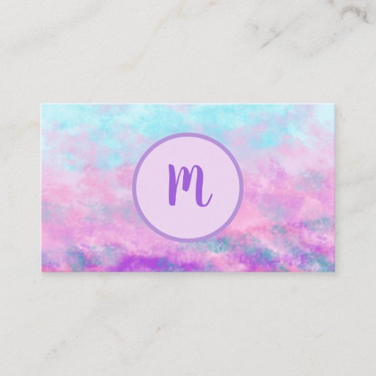 Mooie Roze Wolken Monogram Visitekaartje (Voorkant)